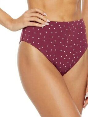 Vix Paula Hermanny Lola Hot Pant Bikini Bottom Swim Burgundy Dotted Size 8